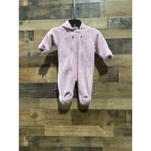 L.L. Bean Pink Teddy Fleece Baby Pram – Hooded with Fold-Over Cuffs